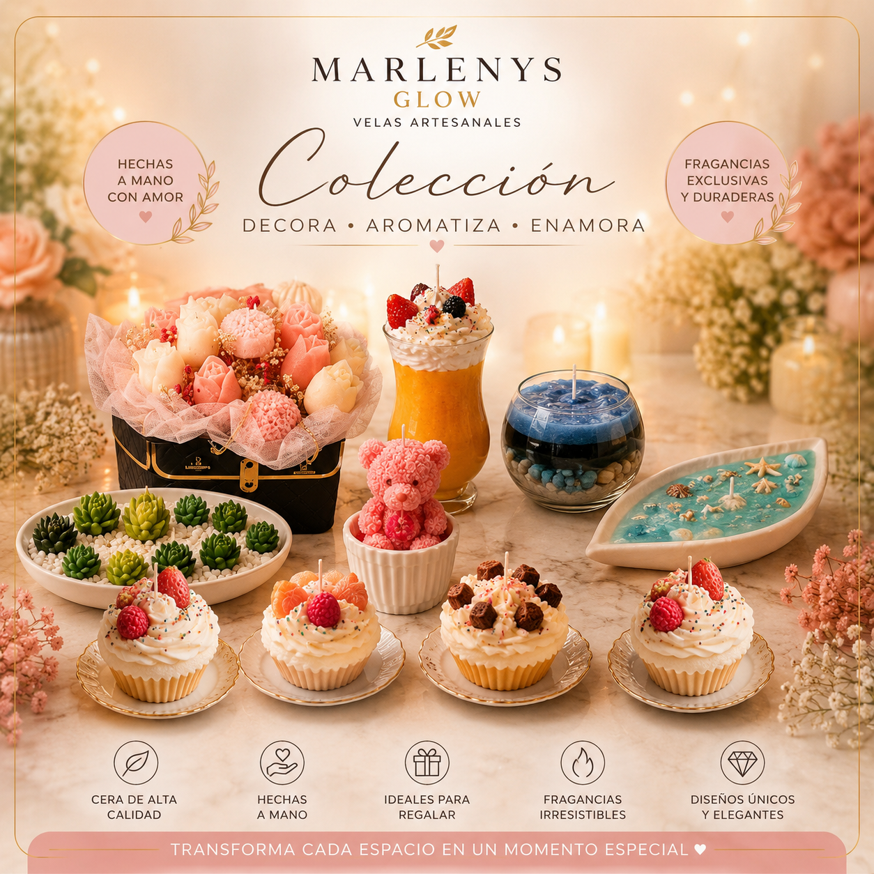 Marlenys Glow – Colección de Velas Artesanales