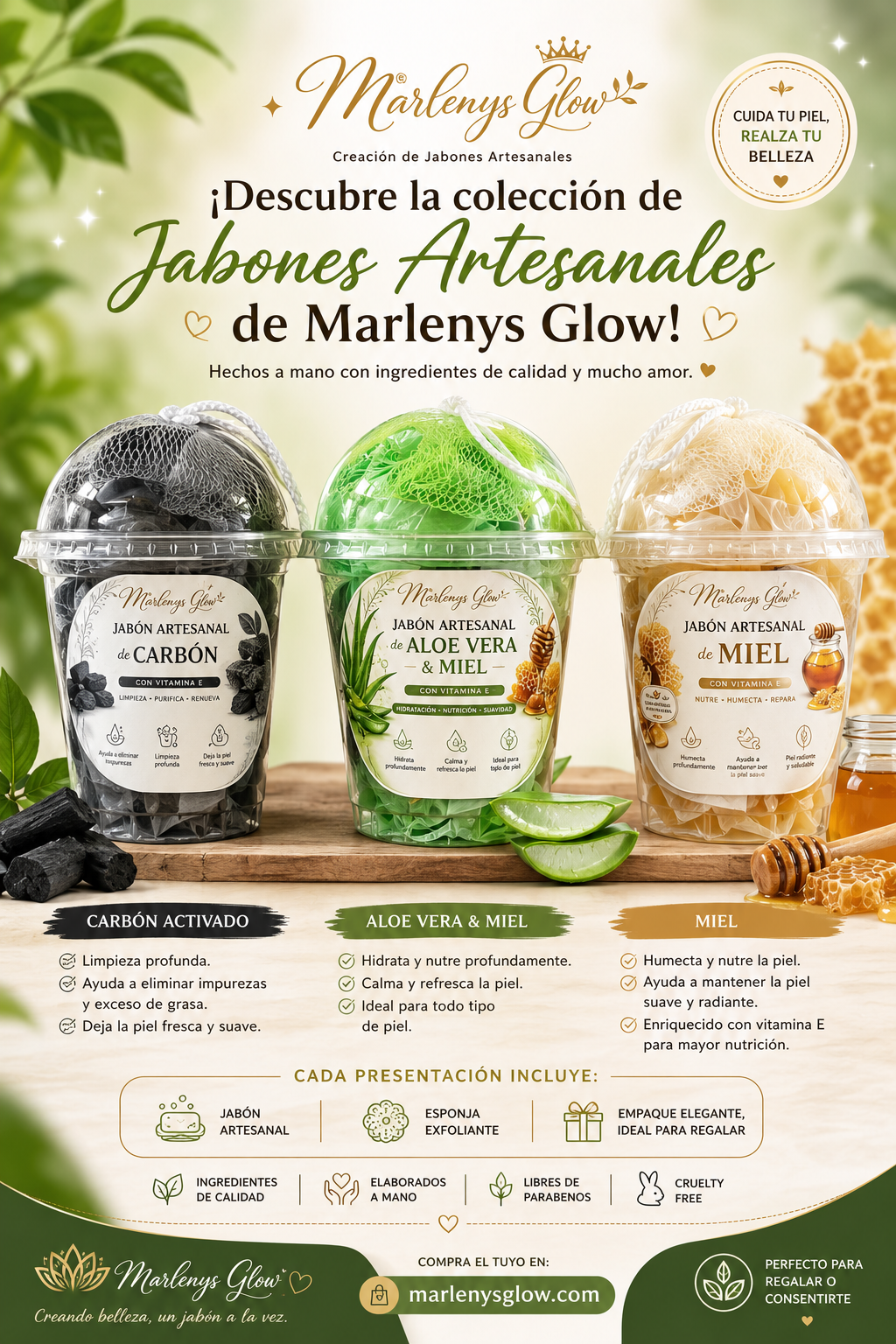 Marlenys Glow Artisan Soap Gift Cup – 2 Handmade Soaps