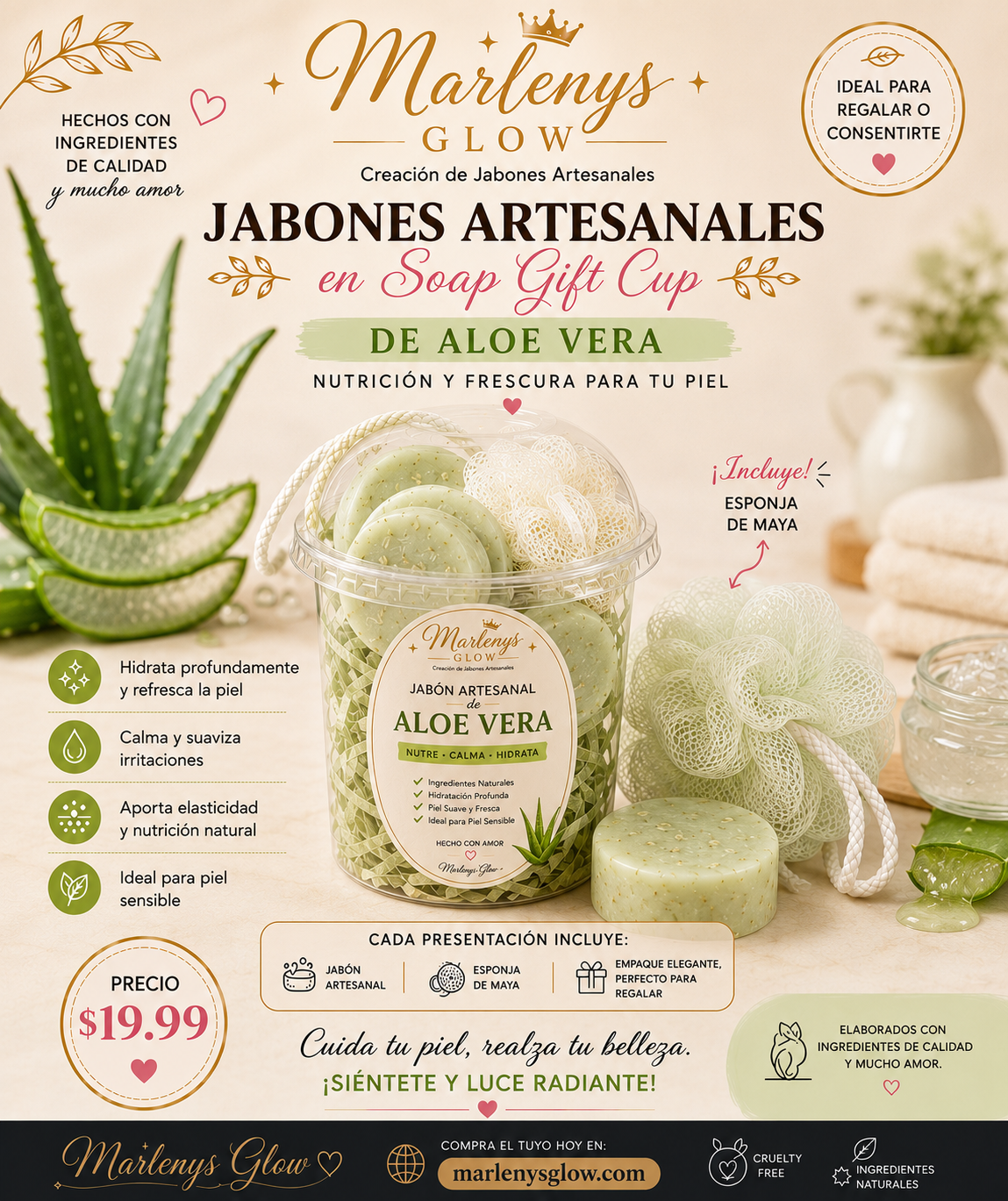 Marlenys Glow Soap Gift Cup – Aloe Vera