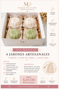Caja Regalo #2 – 4 Jabones Artesanales (Arroz y Leche de Cabra + Aloe Vera)