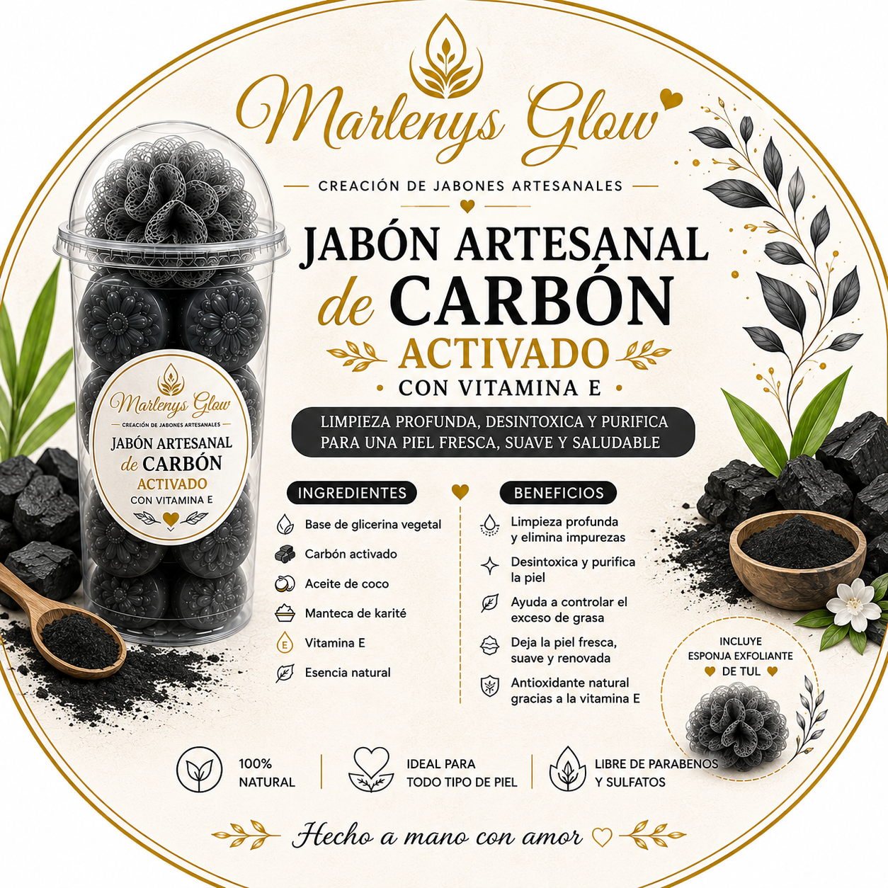 Soap Gift Cup – Carbón Activado con Vitamina E