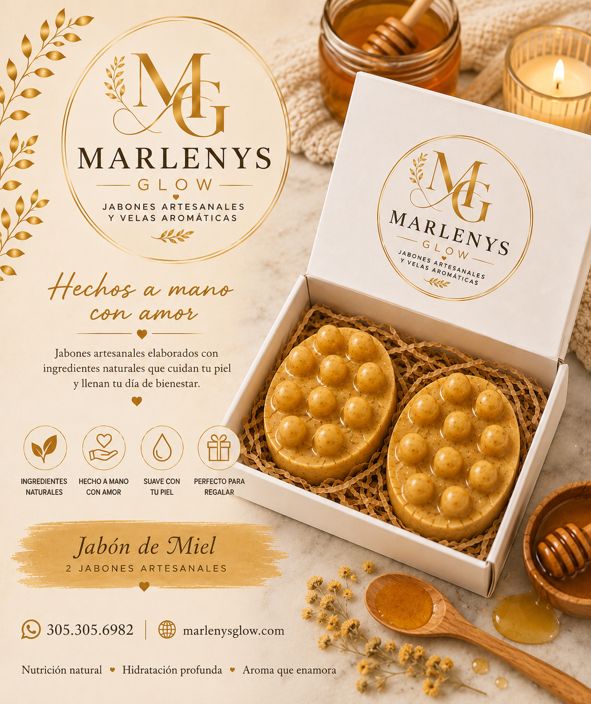 Marlenys Glow | Jabón de Miel – Caja de Regalo (2 Jabones)