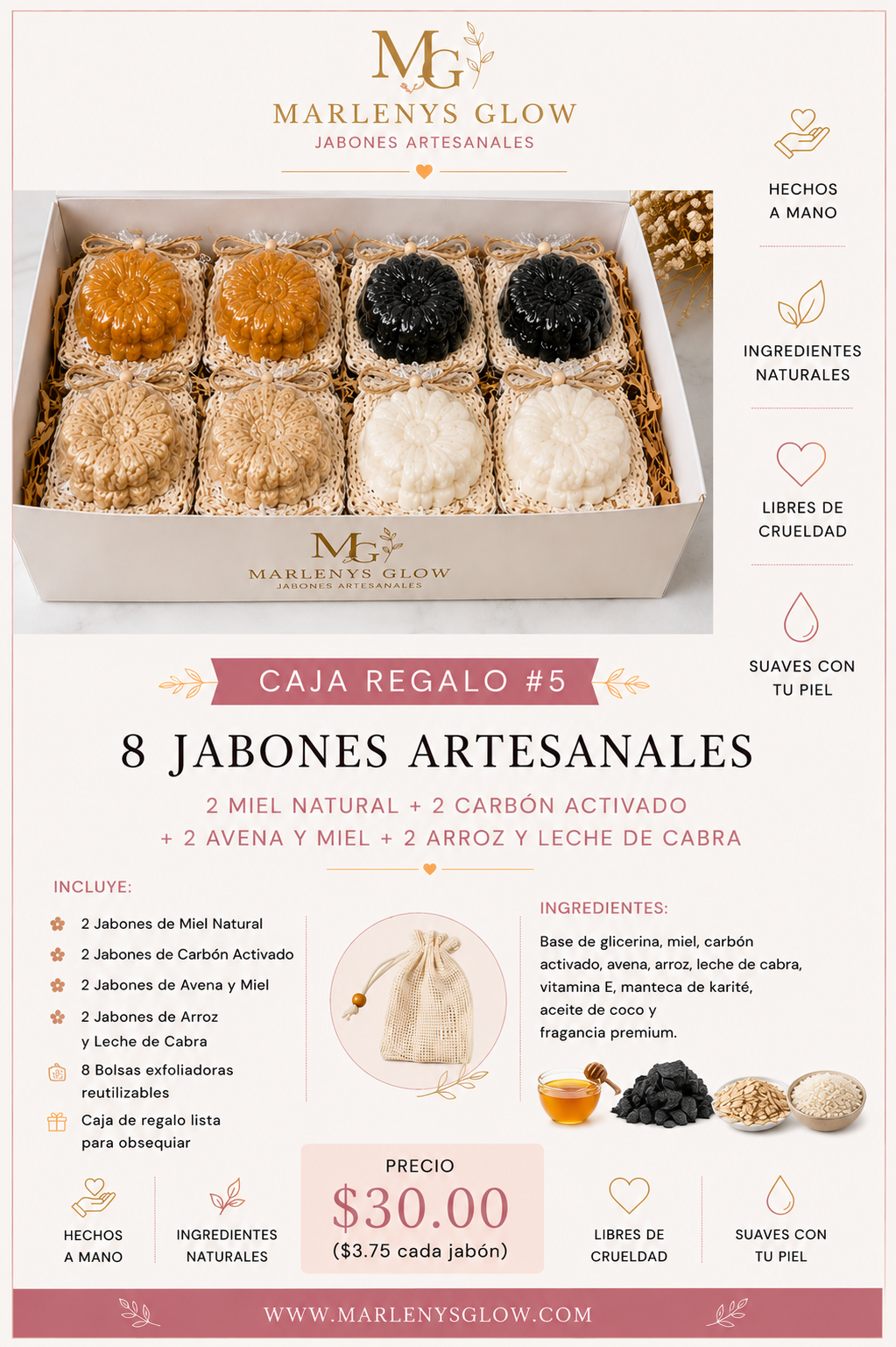 Caja Regalo #5 – 8 Jabones Artesanales | Marlenys Glow