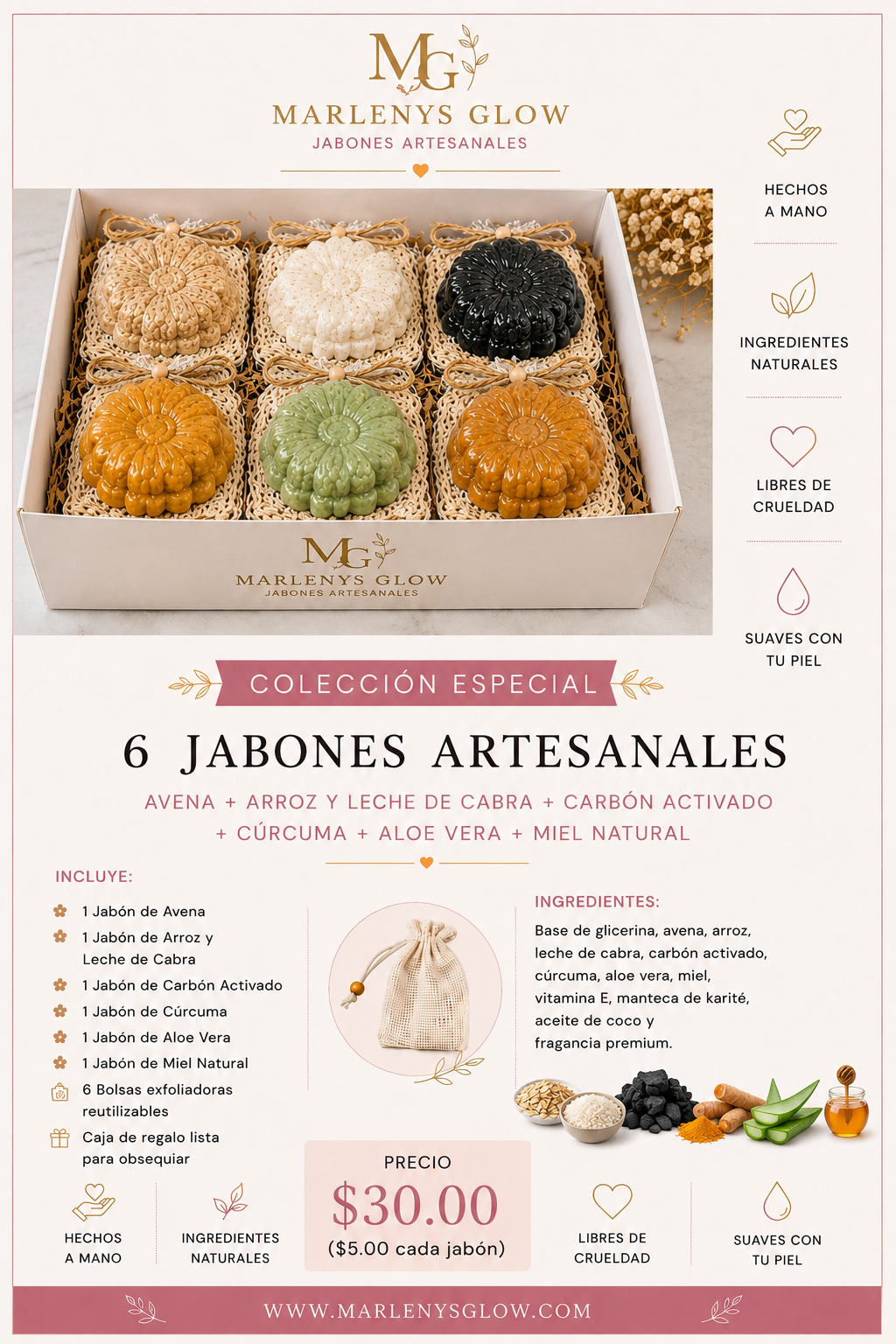 Colección Especial – 6 Jabones Artesanales | Marlenys Glow
