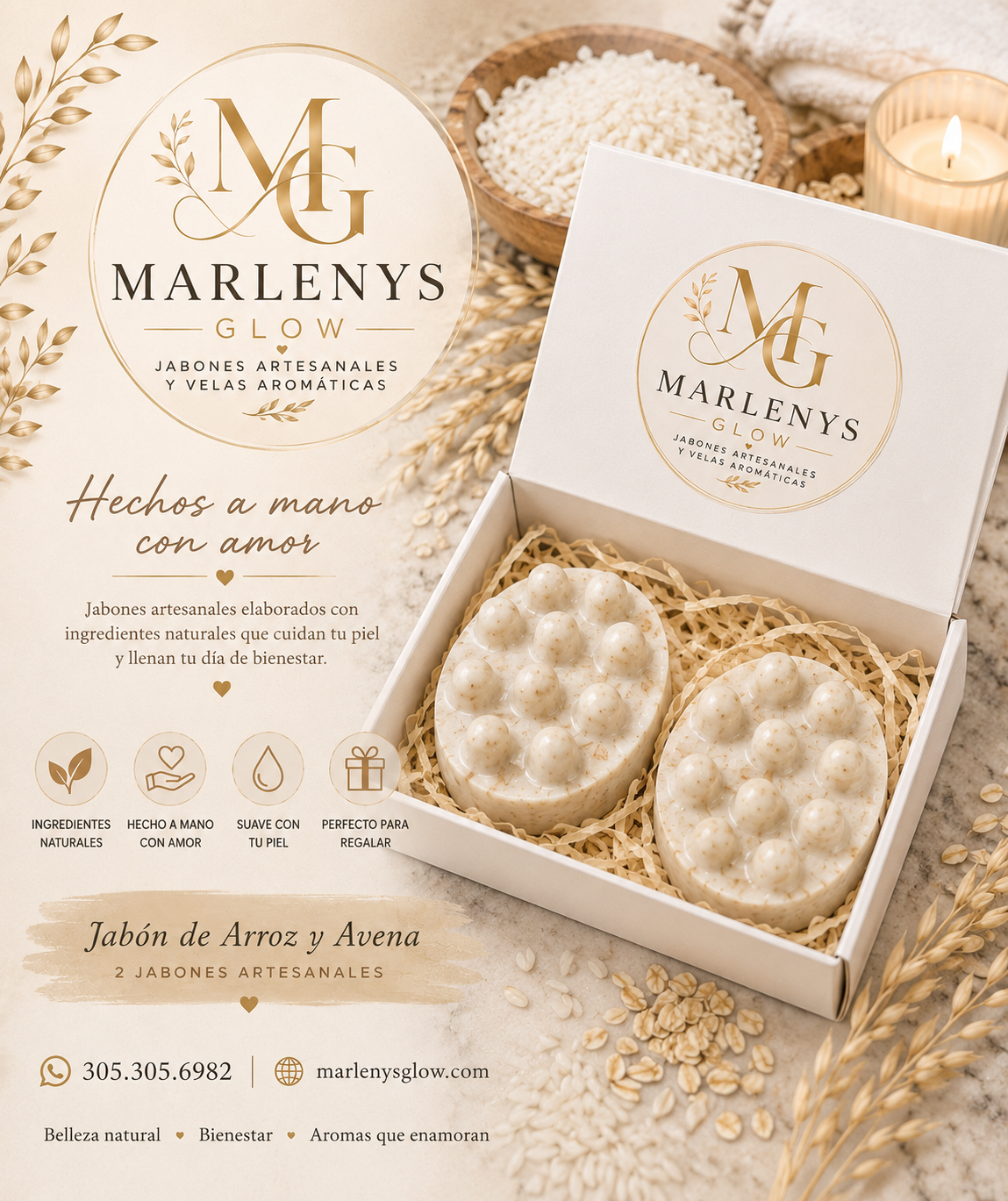 Caja de Regalo – Jabón de Arroz y Avena (2 Jabones)