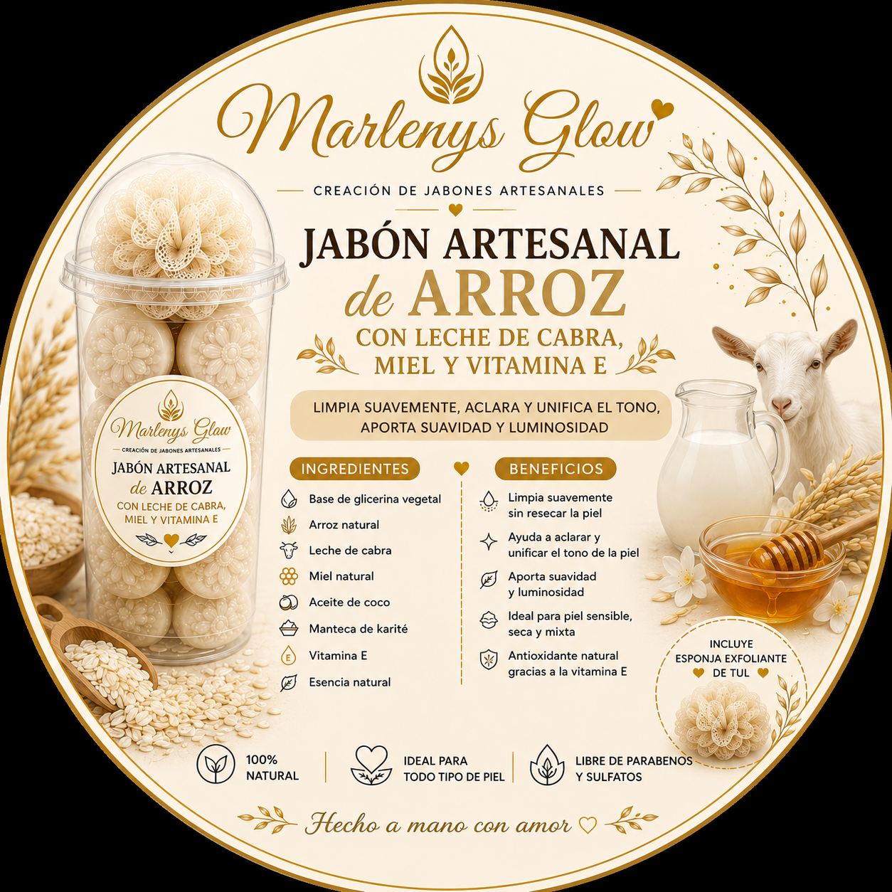 Soap Gift Cup – Arroz y Leche de Cabra con Vitamina E
