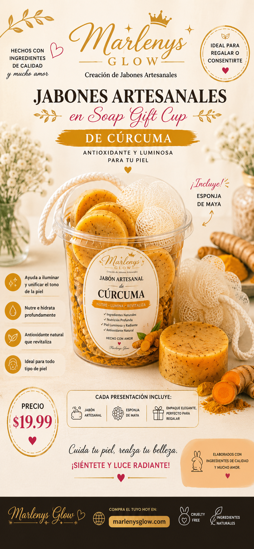 Marlenys Glow Soap Gift Cup – Cúrcuma